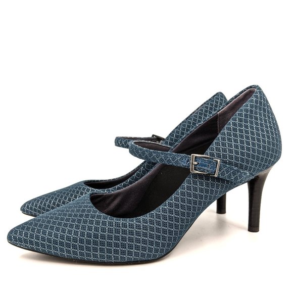 Betabrand Shoes - Betabrand Blue Patterned Mary Jane Pumps Size 7.5